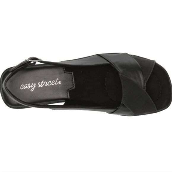 New Easy Street Drew wide Heeled Sandal Black SLINGBACK Open Toe comfortable 8 - Picture 5 of 8